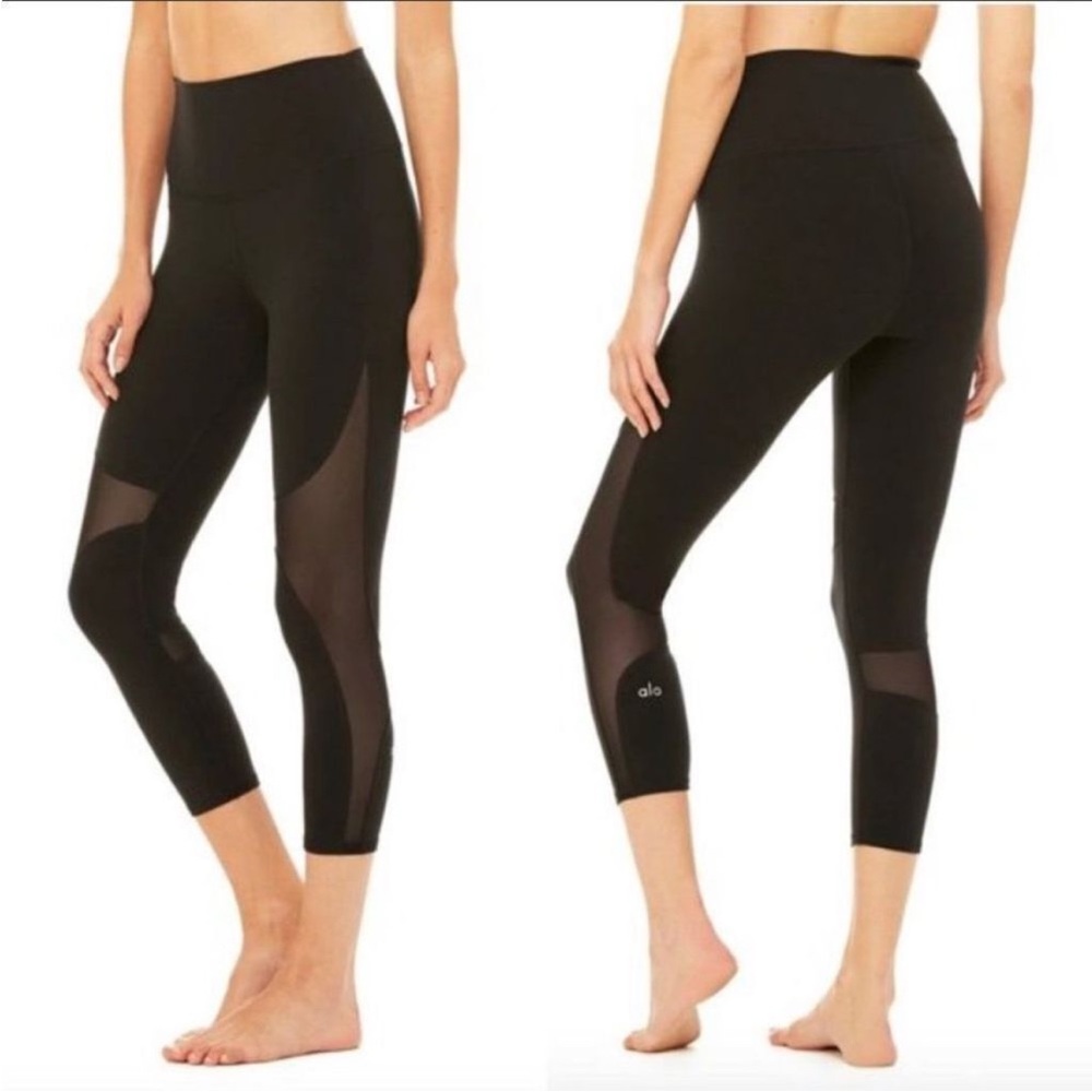 {alo yoga} mesh coast leggings cropped black xs